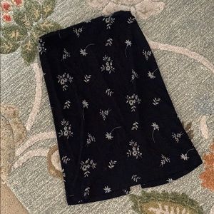 Black floral midi skirt